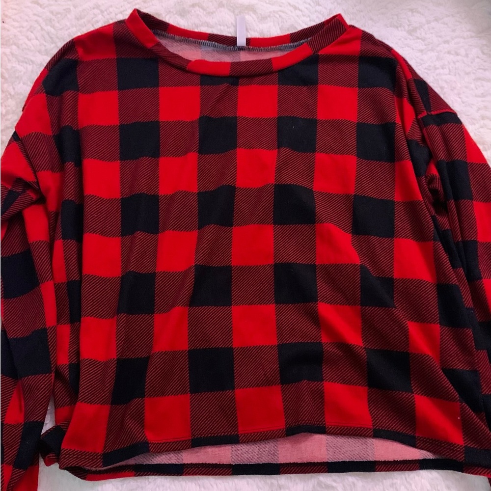 Womens black and red plaid pajama set size 2x